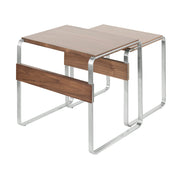 LumiSource Tea Side Nesting Tables | Walnut Wood Tops & Stainless Steel Bases | Living Room & Bedroom | 24 x 20 x 22 in | Model TB-TEASS-WL