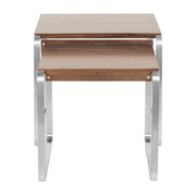 LumiSource Tea Side Nesting Tables | Walnut Wood Tops & Stainless Steel Bases | Living Room & Bedroom | 24 x 20 x 22 in | Model TB-TEASS-WL
