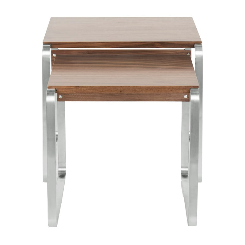 LumiSource Tea Side Nesting Tables | Walnut Wood Tops & Stainless Steel Bases | Living Room & Bedroom | 24 x 20 x 22 in | Model TB-TEASS-WL