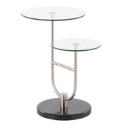 LumiSource Trombone Side Table, Black/Nickel/Clear - TB-TROMBONEBKMBNIGL