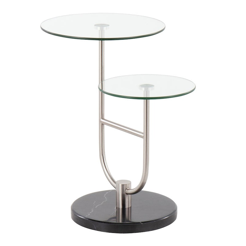 LumiSource Trombone Side Table, Black/Nickel/Clear - TB-TROMBONEBKMBNIGL