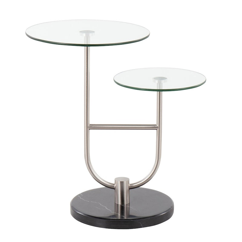 LumiSource Trombone Side Table, Black/Nickel/Clear