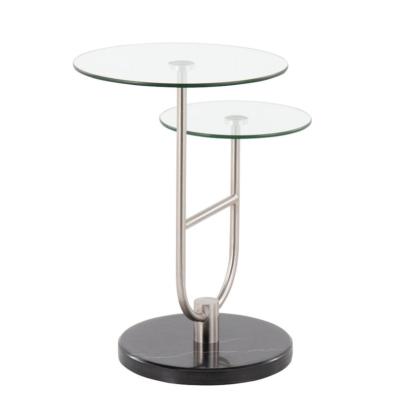 LumiSource Trombone Side Table, Black/Nickel/Clear