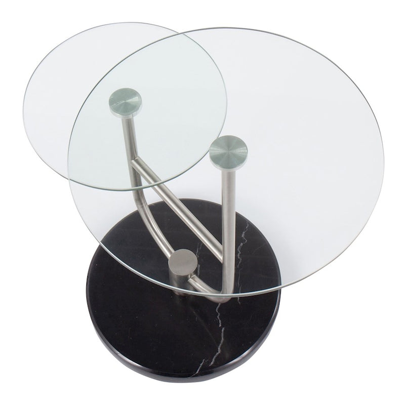 LumiSource Trombone Side Table, Black/Nickel/Clear
