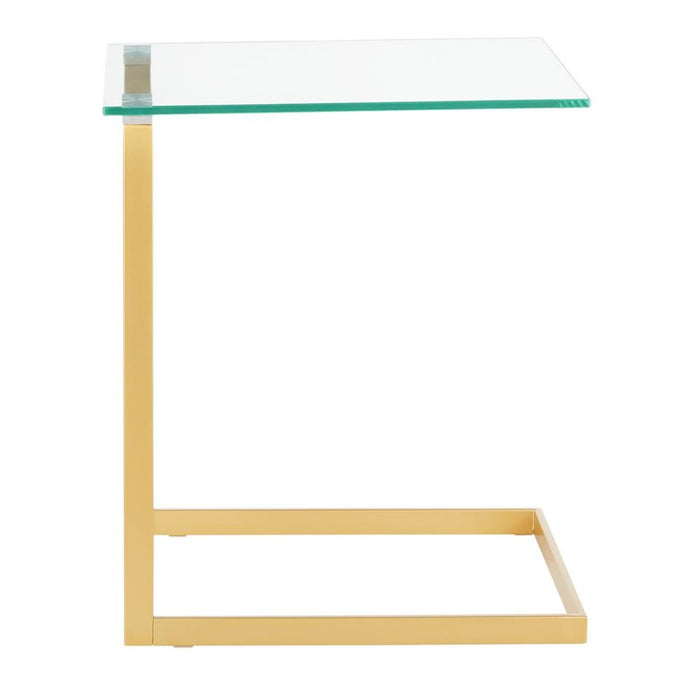 LumiSource Zenn End Table, Gold Metal/Clear Glass