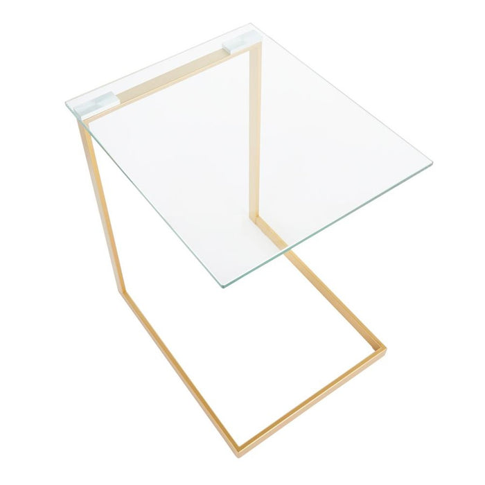 LumiSource Zenn End Table, Gold Metal/Clear Glass