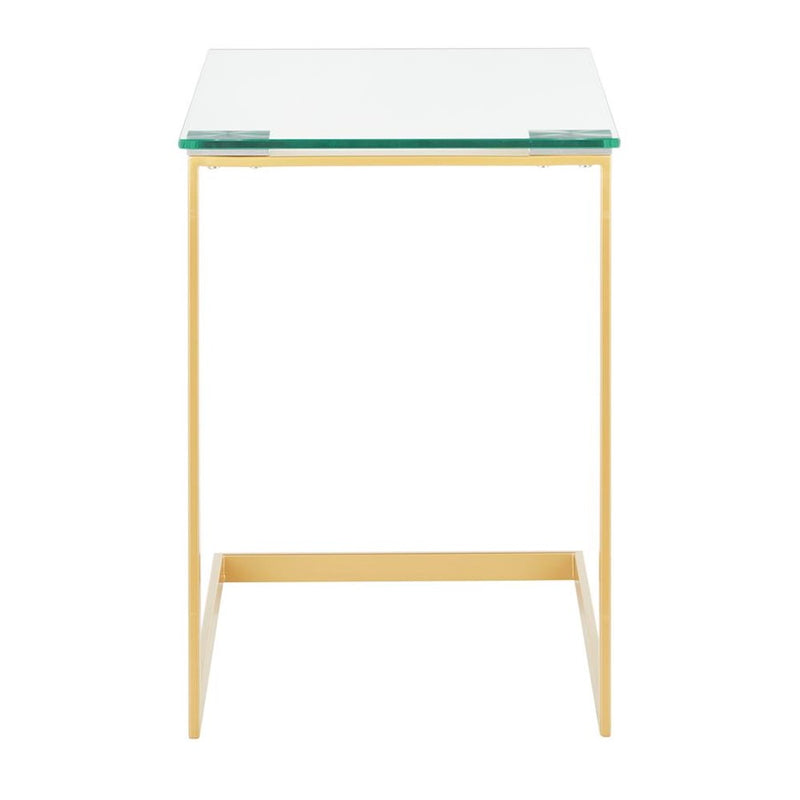 LumiSource Zenn End Table, Gold Metal/Clear Glass