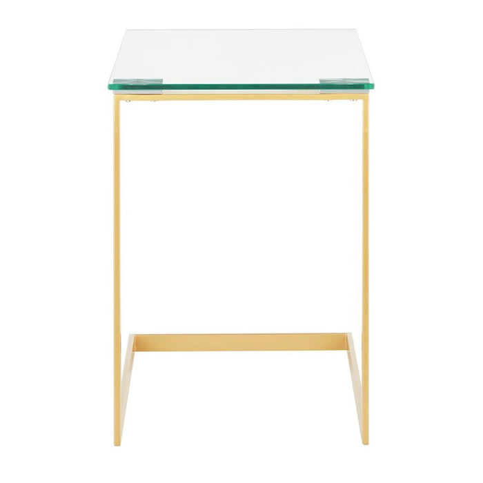 LumiSource Zenn End Table, Gold Metal/Clear Glass