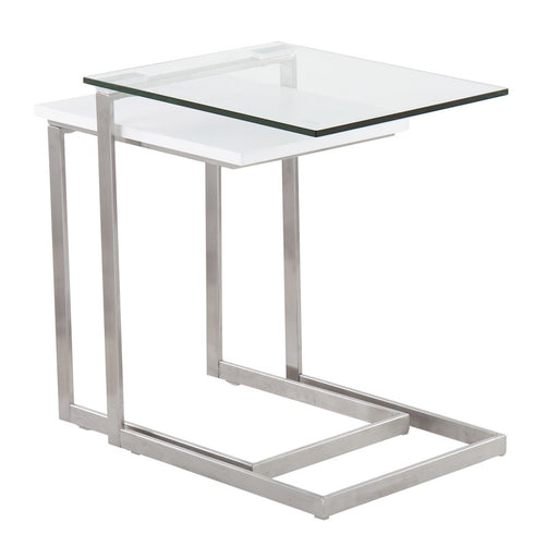LumiSource Nesting Zenn Table in Stainless Steel/Satin White MDF