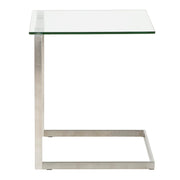 LumiSource Zenn Glass End Table | Contemporary Brushed Stainless Steel & Tempered Glass | Living Room & Bedroom | 19 x 16 x 22 in | Model TB-ZENNGLS