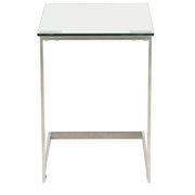 LumiSource Zenn Glass End Table | Contemporary Brushed Stainless Steel & Tempered Glass | Living Room & Bedroom | 19 x 16 x 22 in | Model TB-ZENNGLS