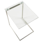 LumiSource Zenn Glass End Table | Contemporary Brushed Stainless Steel & Tempered Glass | Living Room & Bedroom | 19 x 16 x 22 in | Model TB-ZENNGLS