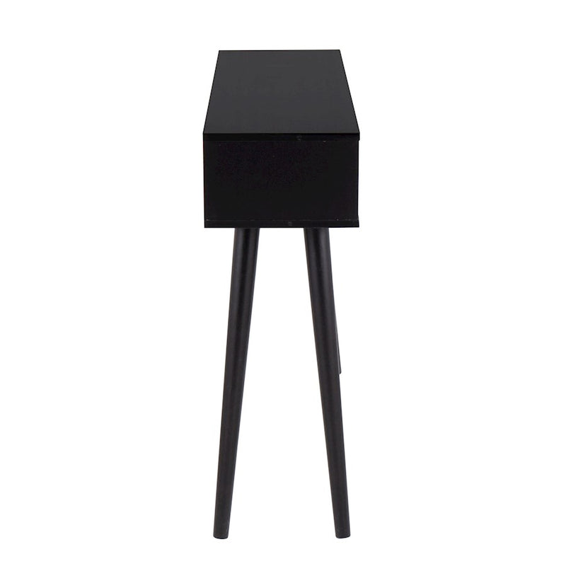 LumiSource Bora Bora Console Table in Black Wood/Rattan