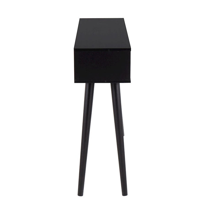 LumiSource Bora Bora Console Table in Black Wood/Rattan