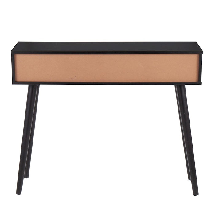 LumiSource Bora Bora Console Table in Black Wood/Rattan