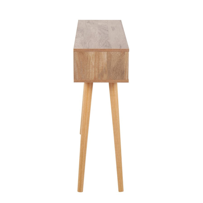 LumiSource Bora Bora Console Table in Natural Wood/Rattan