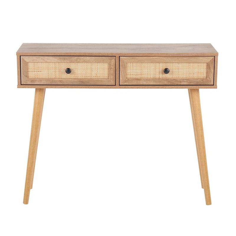 LumiSource Bora Bora Console Table in Natural Wood/Rattan