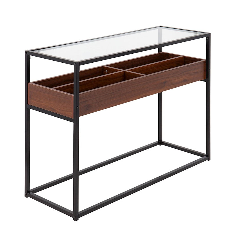 LumiSource Display Console Table, Black/Walnut/Clear - TBC-DISPLAYBKWL