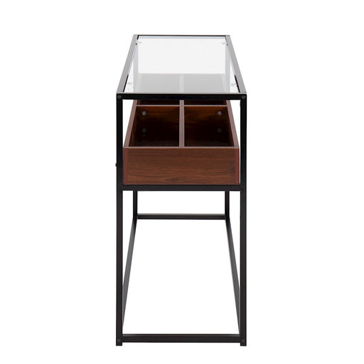 LumiSource Display Console Table, Black/Walnut/Clear