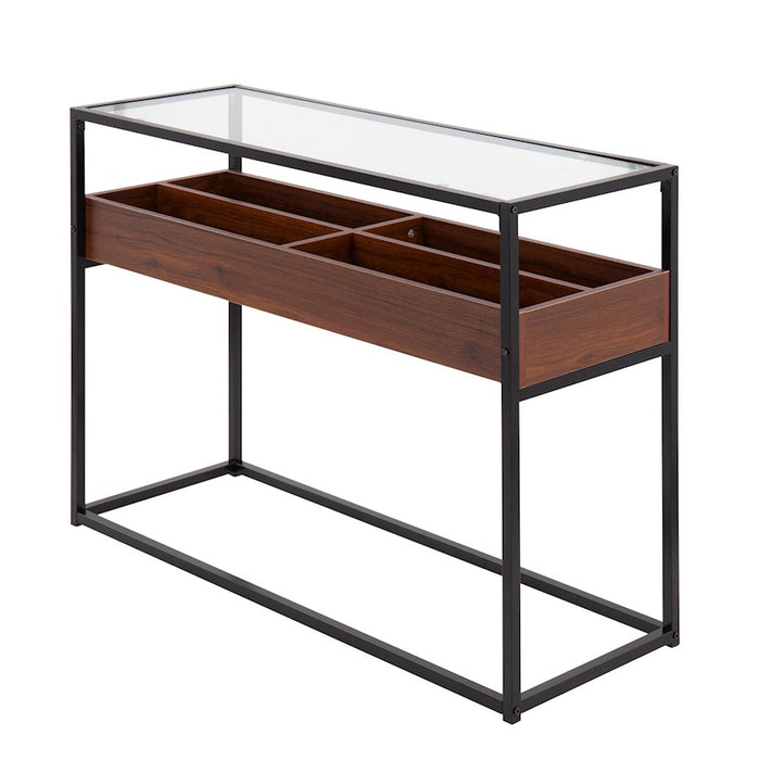 LumiSource Display Console Table, Black/Walnut/Clear