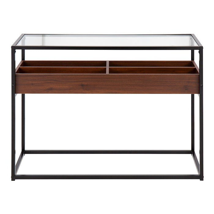 LumiSource Display Console Table, Black/Walnut/Clear