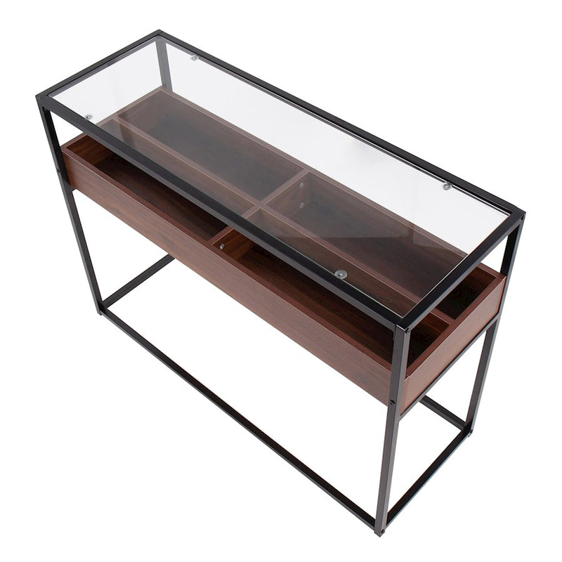 LumiSource Display Console Table, Black/Walnut/Clear