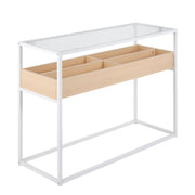 LumiSource Display Console Table, White/Natural/Clear - TBC-DISPLAYWNA