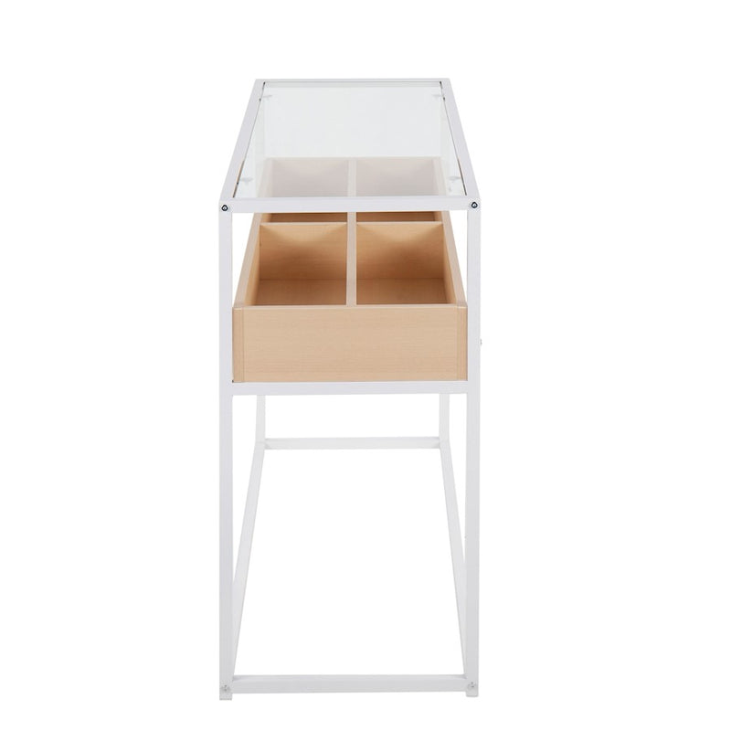 LumiSource Display Console Table, White/Natural/Clear