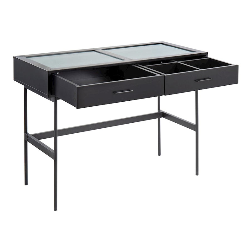 LumiSource Emery Console Table in Black Steel/Black Wood - TBC-EMRYBKBK