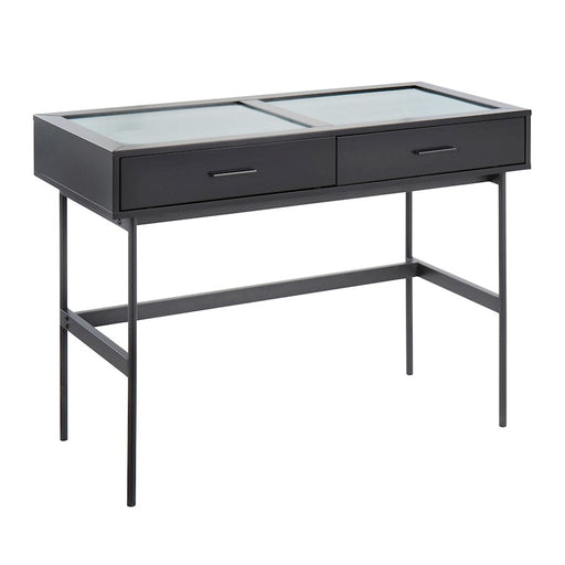 LumiSource Emery Console Table in Black Steel/Black Wood