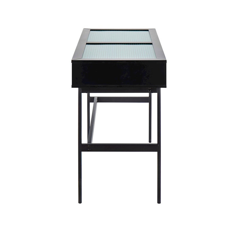 LumiSource Emery Console Table in Black Steel/Black Wood