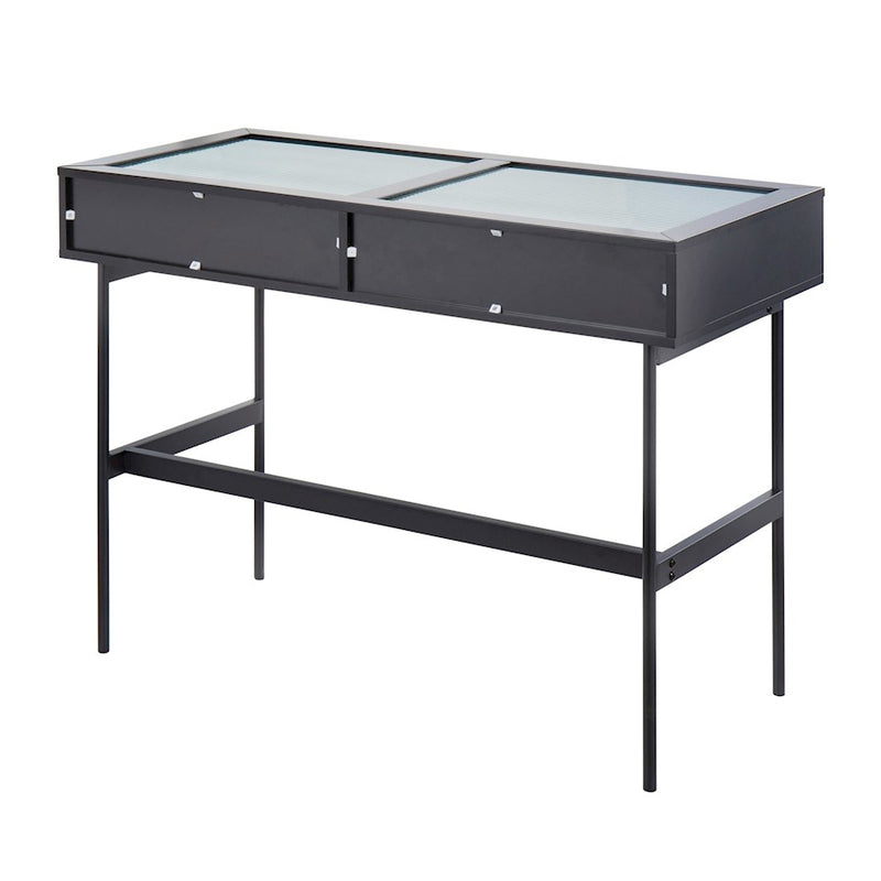 LumiSource Emery Console Table in Black Steel/Black Wood