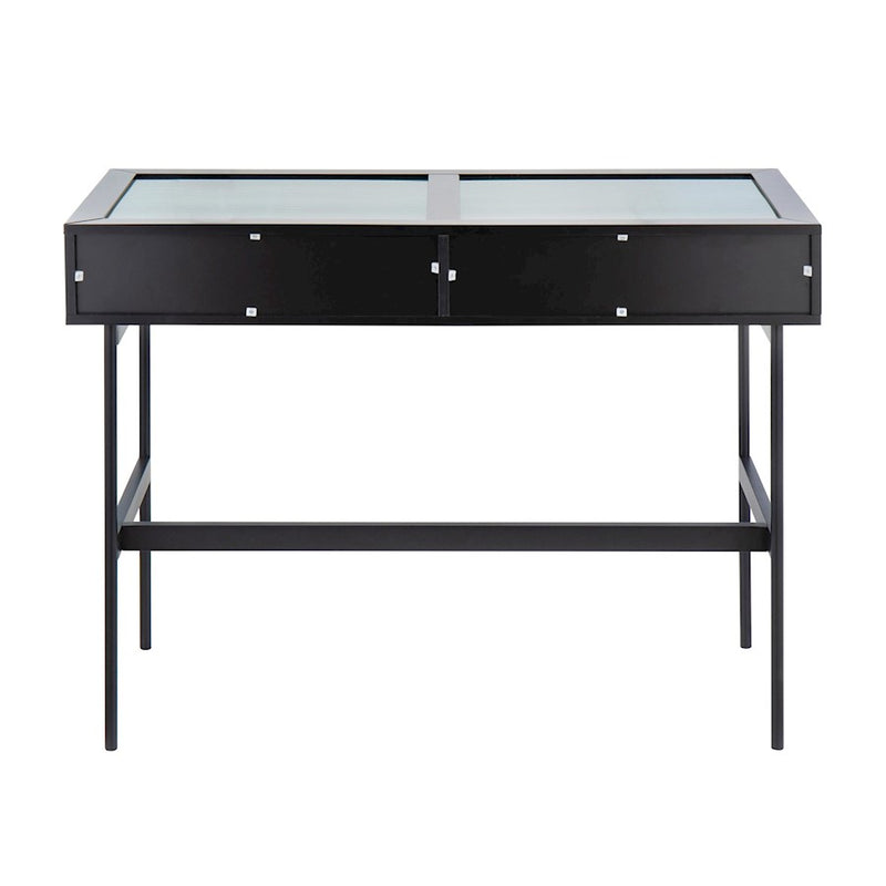 LumiSource Emery Console Table in Black Steel/Black Wood