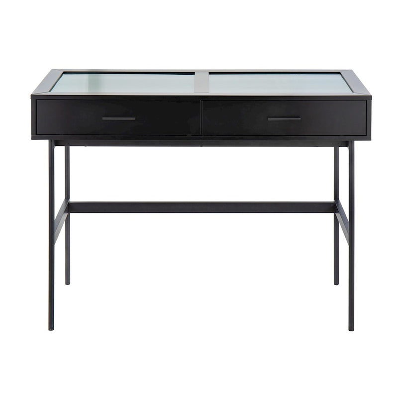 LumiSource Emery Console Table in Black Steel/Black Wood
