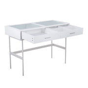 LumiSource Emery Console Table in White Steel/White Wood - TBC-EMRYWW