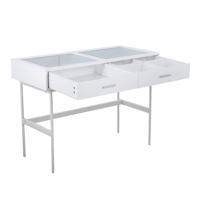 LumiSource Emery Console Table in White Steel/White Wood - TBC-EMRYWW