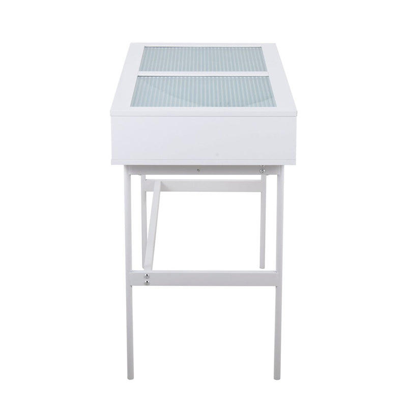 LumiSource Emery Console Table in White Steel/White Wood