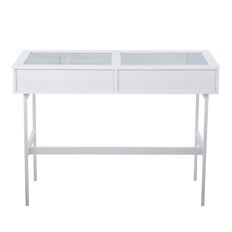 LumiSource Emery Console Table in White Steel/White Wood
