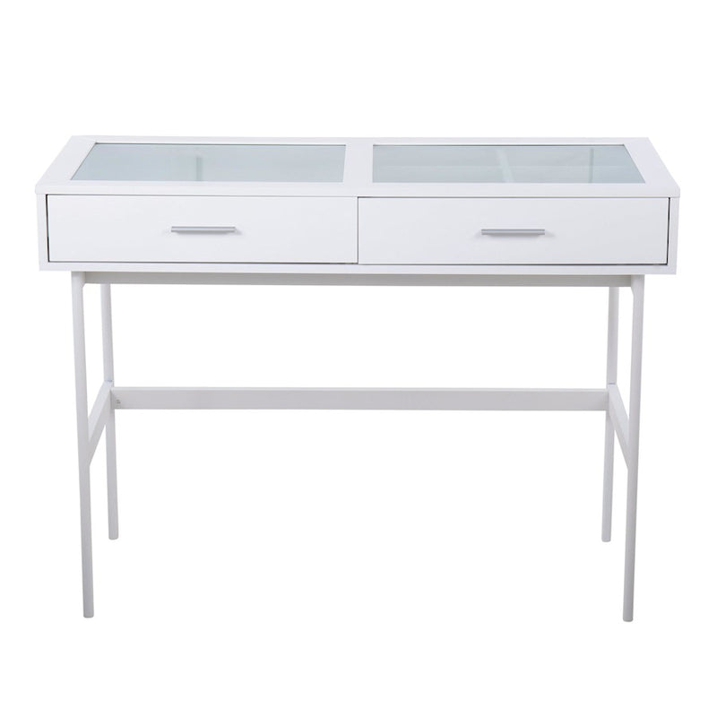 LumiSource Emery Console Table in White Steel/White Wood