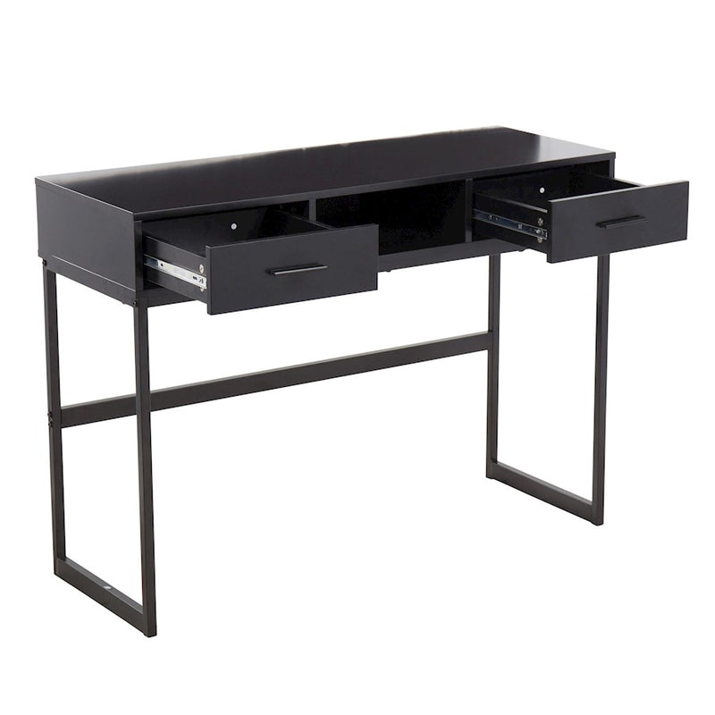 LumiSource Franklin Console Table | Black Metal & Black Wood | Entryway & Living Room Storage | 43.5 x 15.5 x 32 in | Model TBC-FRANKLINBKBK