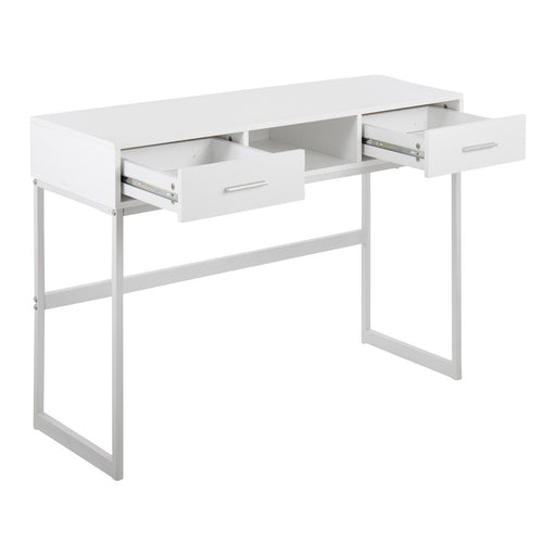 LumiSource Franklin Console Table, White Metal