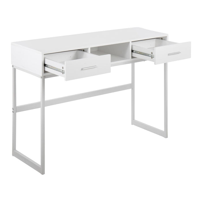 LumiSource Franklin Console Table, White Metal