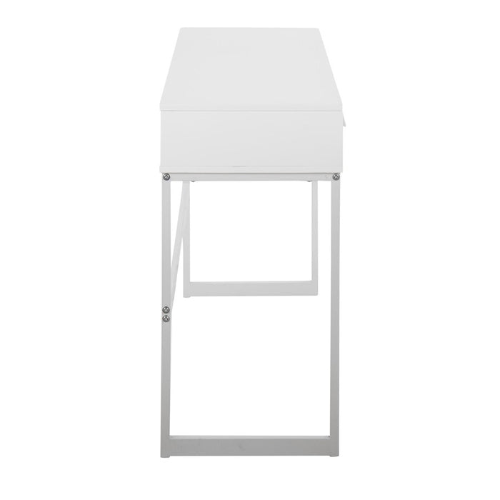 LumiSource Franklin Console Table, White Metal