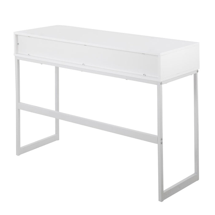 LumiSource Franklin Console Table, White Metal