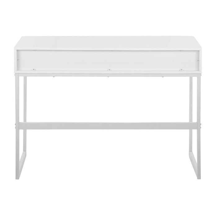 LumiSource Franklin Console Table, White Metal