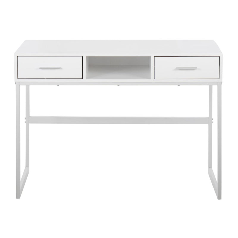 LumiSource Franklin Console Table, White Metal