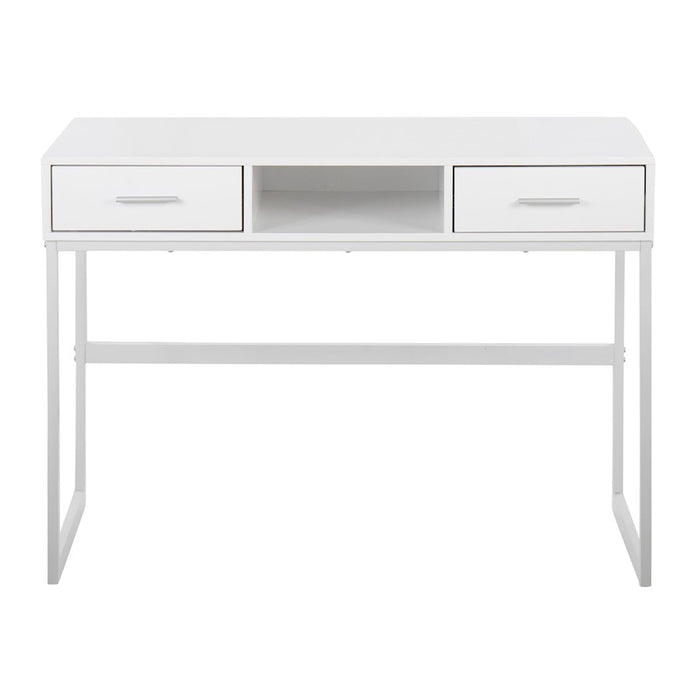 LumiSource Franklin Console Table, White Metal
