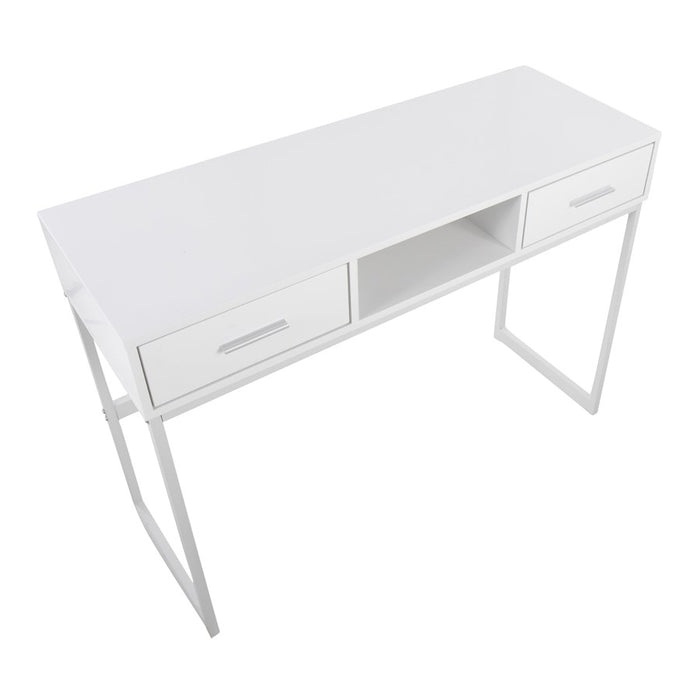 LumiSource Franklin Console Table, White Metal