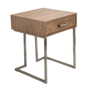 LumiSource Roman End Table / Night Stand | Walnut Wood Top with Stainless Steel Frame | Living Room & Bedroom Side Table | Model TBE-RMNWL-SS
