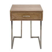 LumiSource Roman End Table / Night Stand | Walnut Wood Top with Stainless Steel Frame | Living Room & Bedroom Side Table | Model TBE-RMNWL-SS